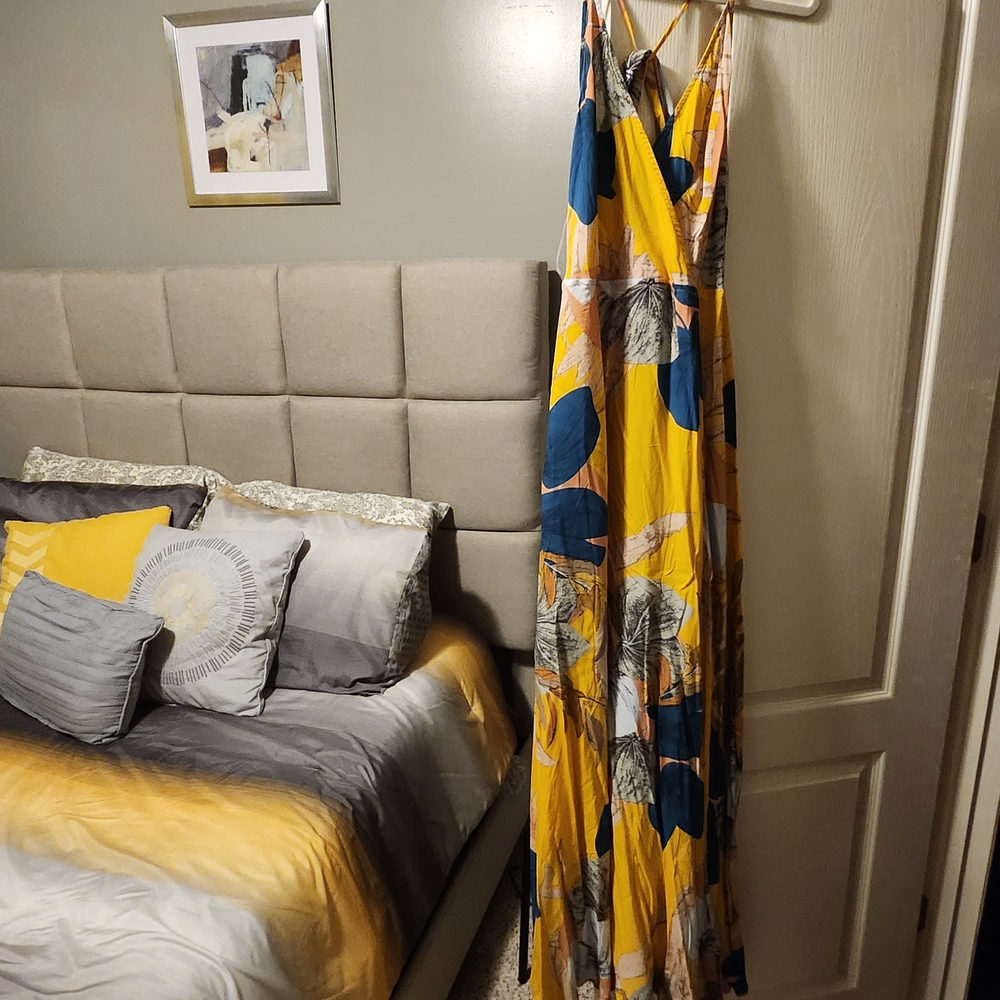 SHEIN Yellow and Blue Maxi Dress